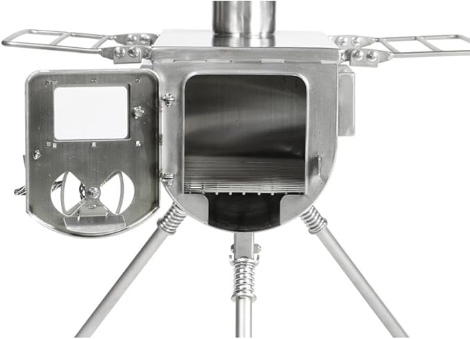 テンマクデザイン ウッドストーブ サイドビュー Mサイズ　開口状態